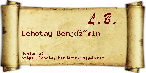 Lehotay Benjámin névjegykártya